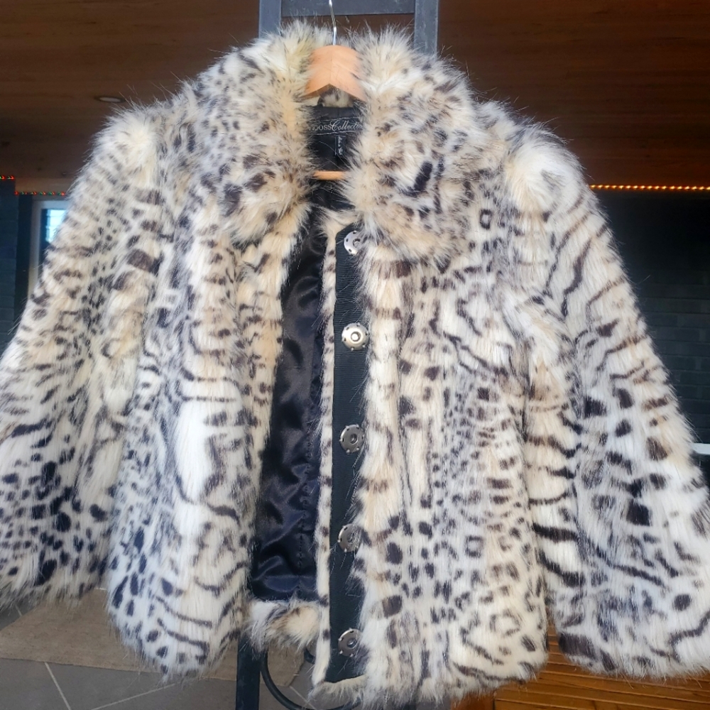 Faux fur animal print jacket